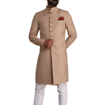 Premium Handmade Fawn Color Royal Achkan | Exquisite Wedding Attire for Men | Jaipurio